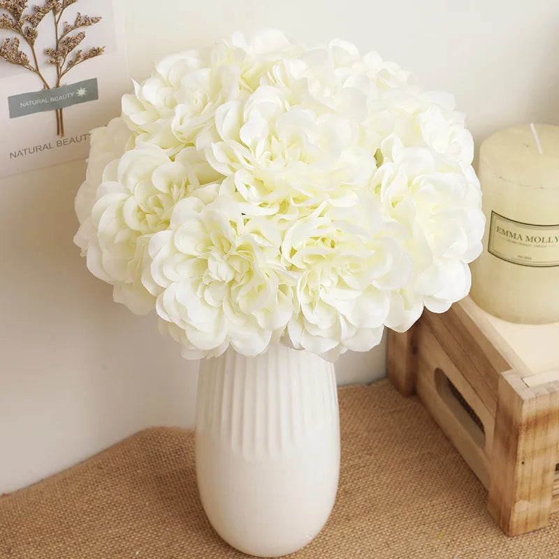 Bouquet de 5 magnifiques pivoines artificielles blanches