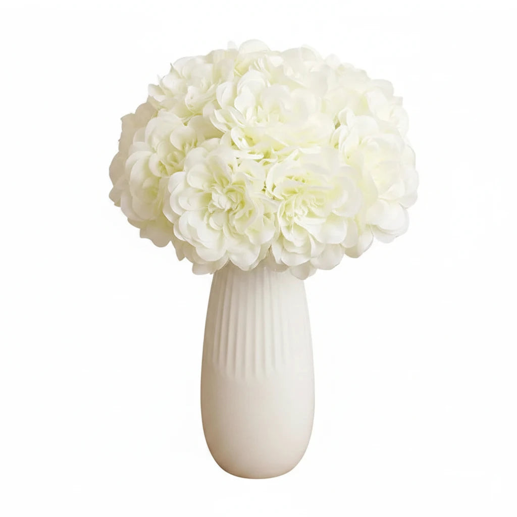 Bouquet de 5 magnifiques pivoines artificielles blanches