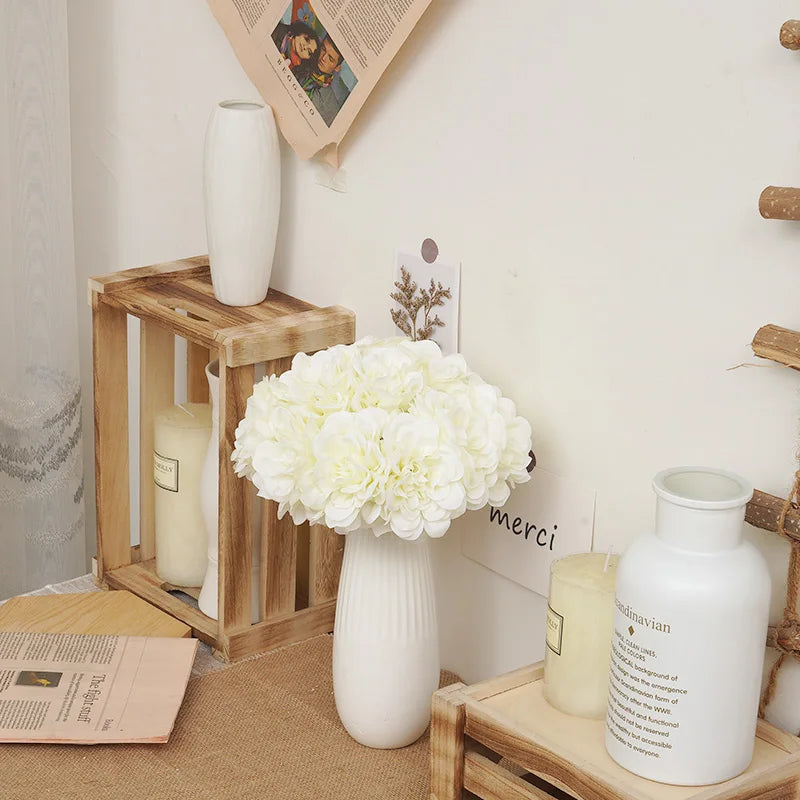 Bouquet de 5 magnifiques pivoines artificielles blanches