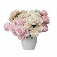 Bouquet de 9 roses artificielles roses