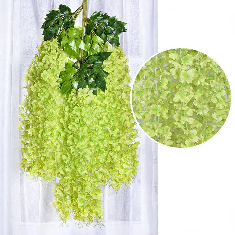 Guirlande de 12 fleurs artificielles de glycine à suspendre