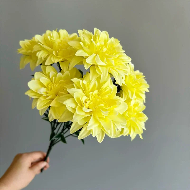 Dahlia artificiel à 7 têtes pour la décoration d'intérieur