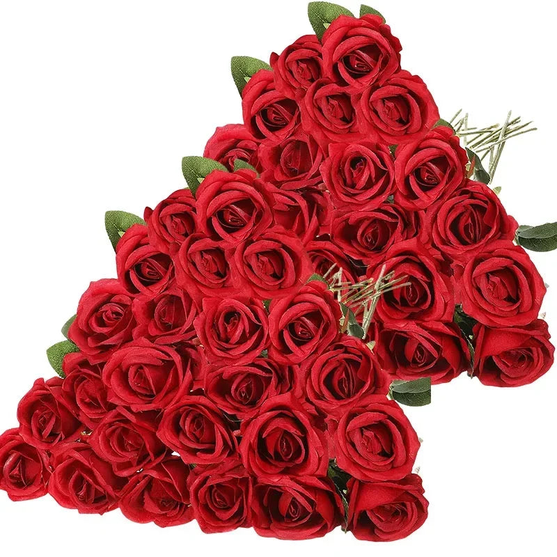 Bouquet de 50 roses artificielles en velours - Luxe
