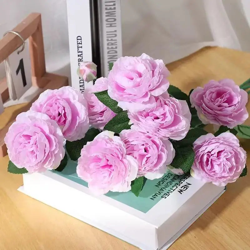 Pivoines roses artificielles en soie