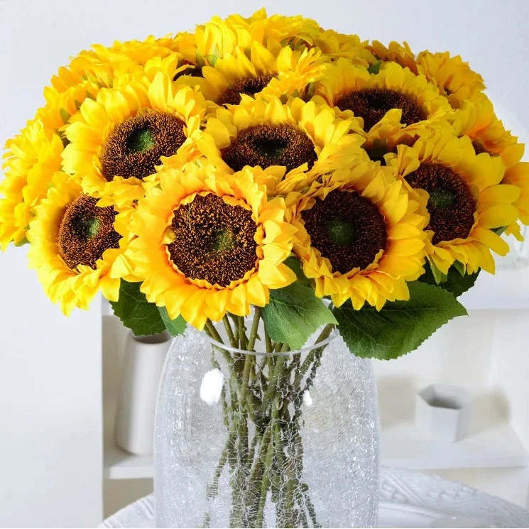 Bouquet de 10 ou 20 tournesols artificiels réalistes