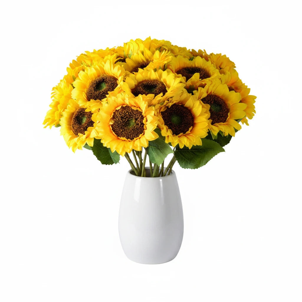 Bouquet de 10 ou 20 tournesols artificiels réalistes