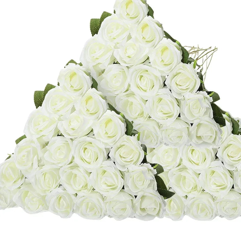 Bouquet de 50 roses artificielles en velours - Luxe