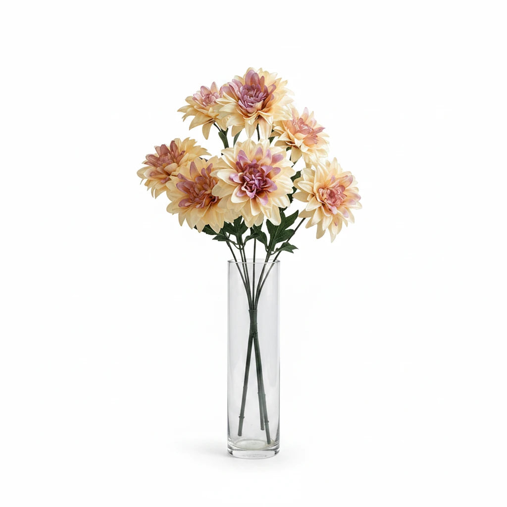 Dahlia artificiel à 7 têtes pour la décoration d'intérieur