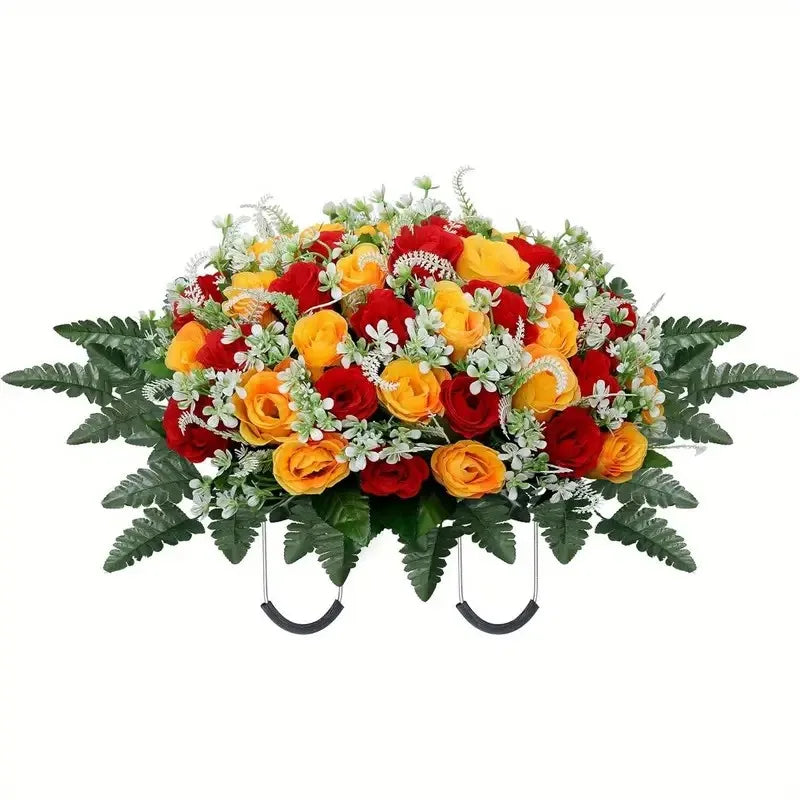 Selle de fleurs artificielle pour pierre tombale