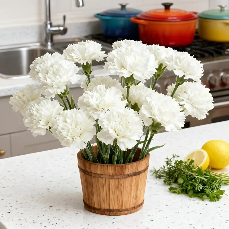 Bouquet de 10 œillets blancs artificiels pour la décoration