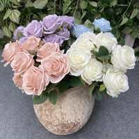 Bouquet de 9 roses artificielles roses