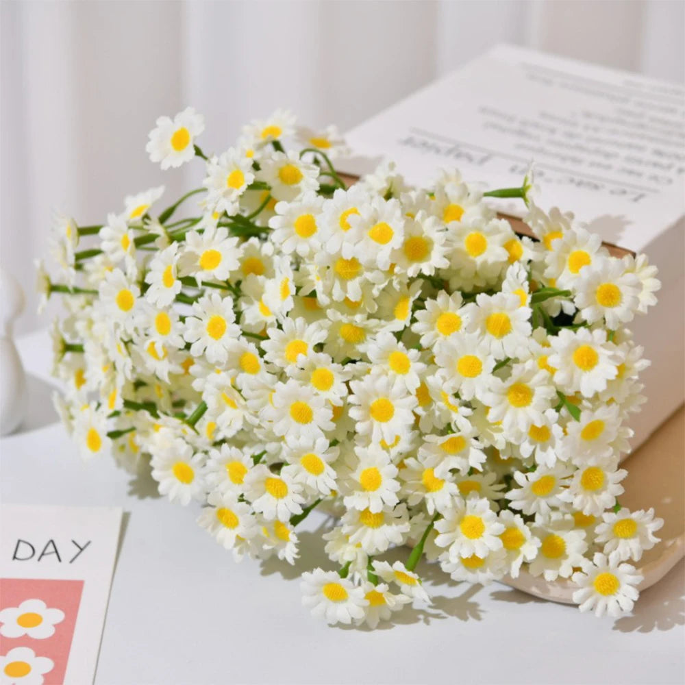 60 marguerites artificielles blanches pour décoration