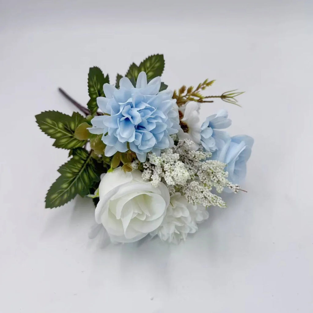 Rose et hortensia artificielle à 7 branches
