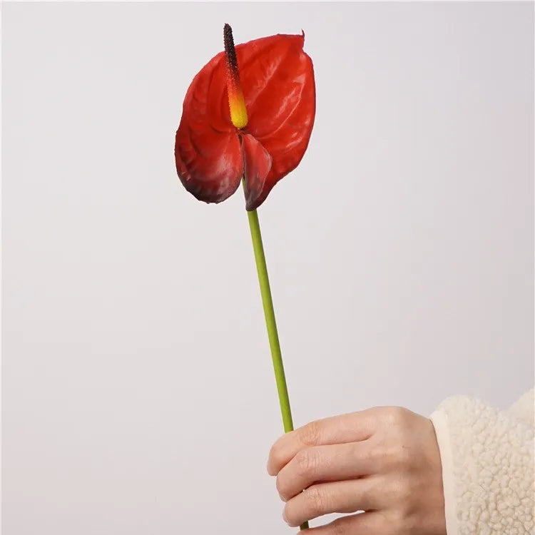 Lot de 10 fleurs artificielles d'anthurium au toucher réaliste
