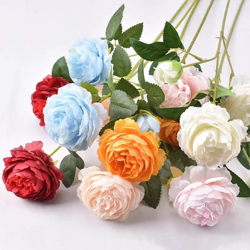 Pivoines roses artificielles en soie
