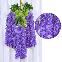 Guirlande de 12 fleurs artificielles de glycine à suspendre