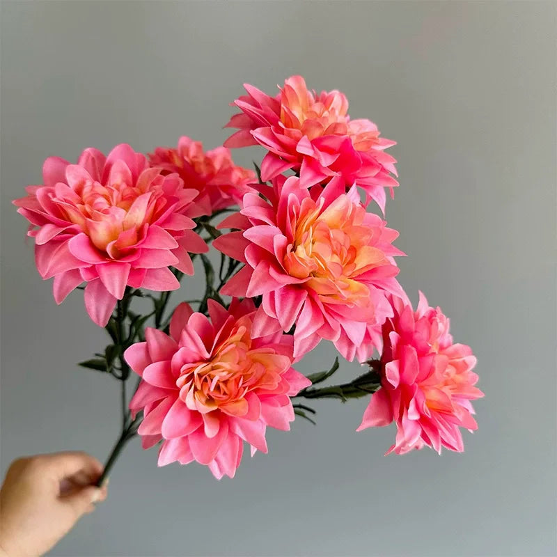 Dahlia artificiel à 7 têtes pour la décoration d'intérieur