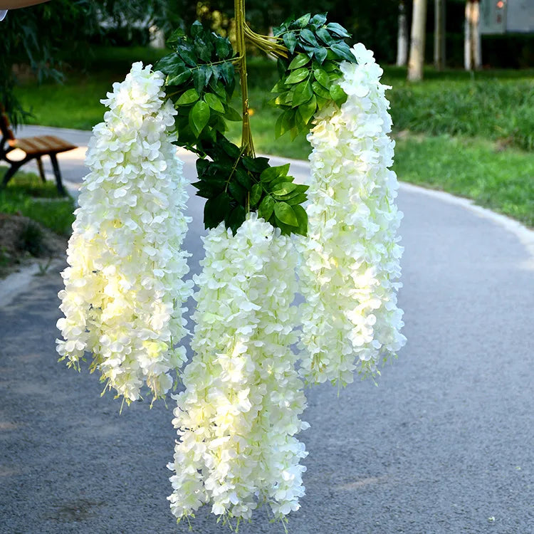 Guirlande de 12 fleurs artificielles de glycine à suspendre