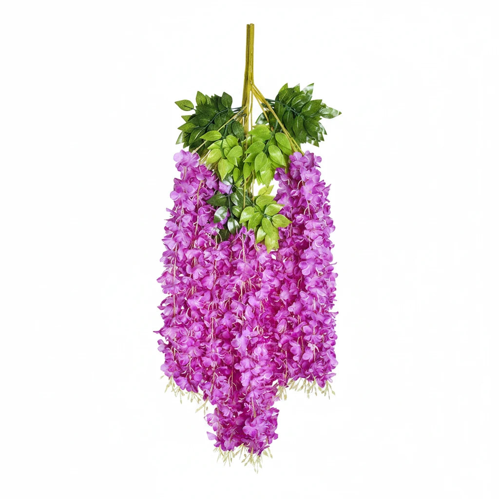 Guirlande de 12 fleurs artificielles de glycine à suspendre