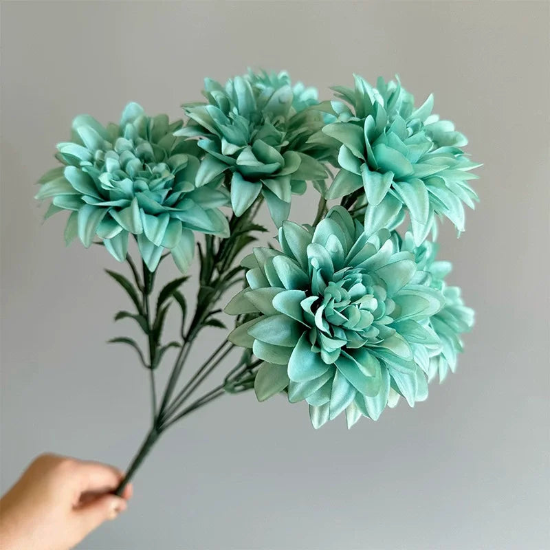 Dahlia artificiel à 7 têtes pour la décoration d'intérieur
