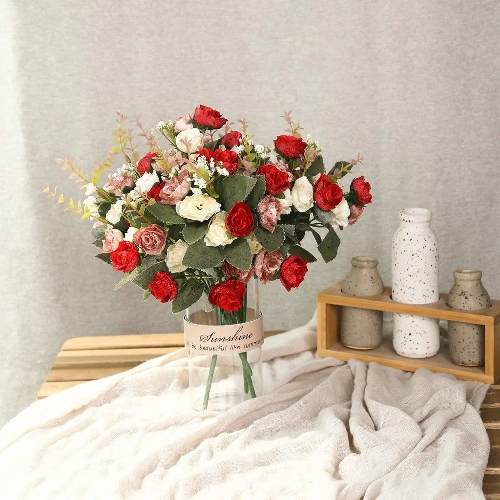 Bouquet de roses artificielles en soie