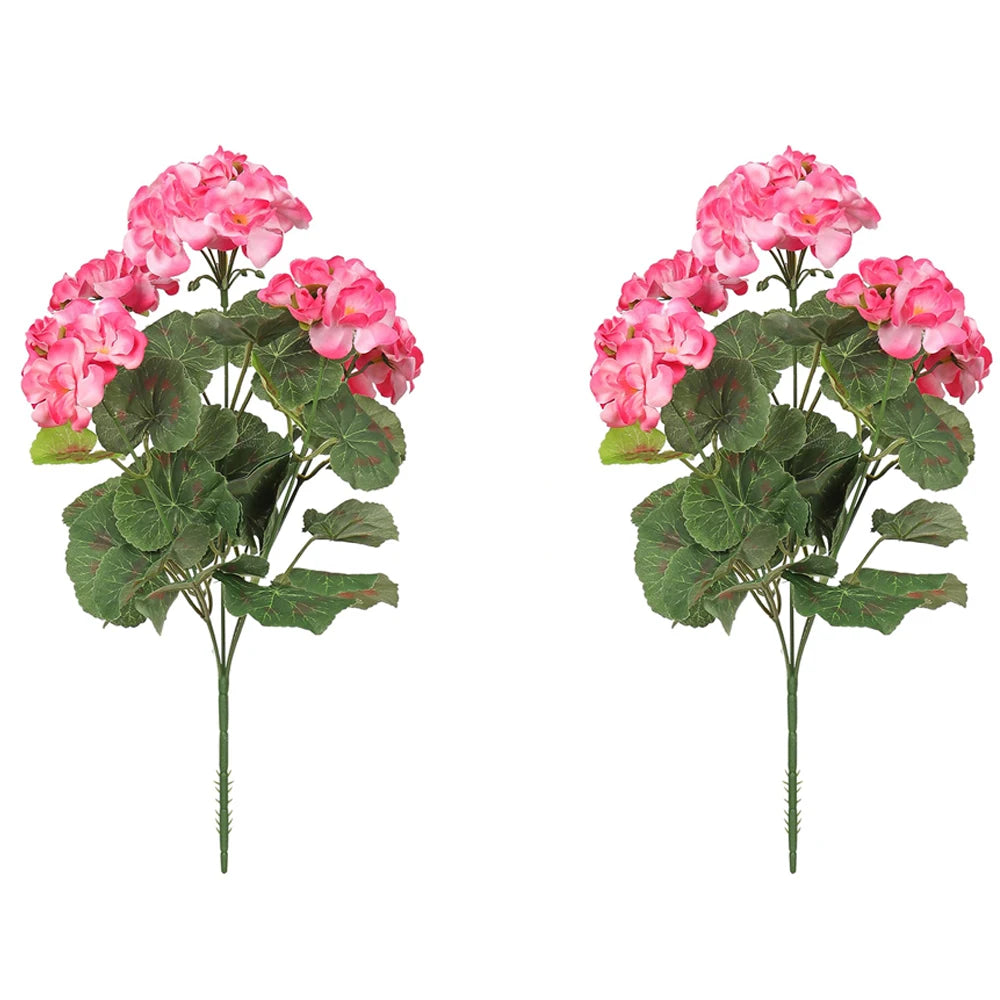 Lot de 2 fleurs artificielles de géranium