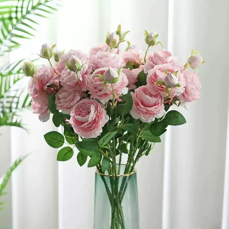 Pivoines roses artificielles en soie