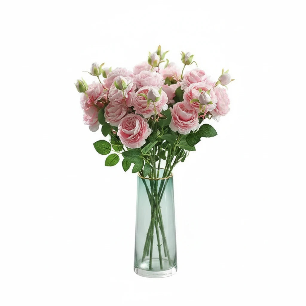 Pivoines roses artificielles en soie