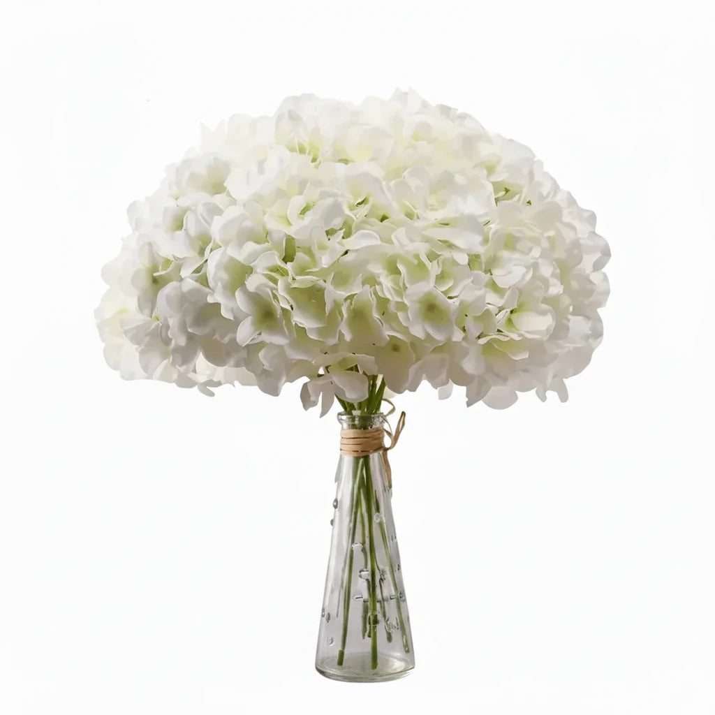 10 têtes de fleurs d'hortensia artificielles avec tiges