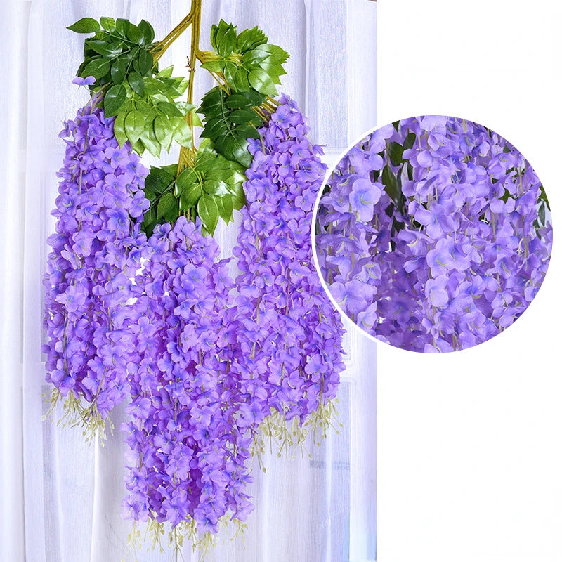 Guirlande de 12 fleurs artificielles de glycine à suspendre
