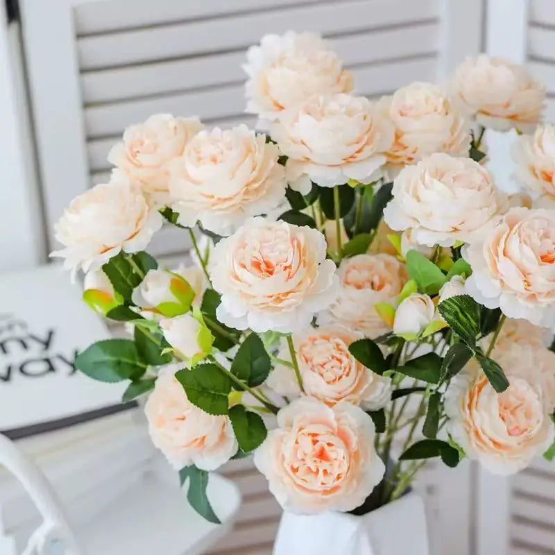 Pivoines roses artificielles en soie