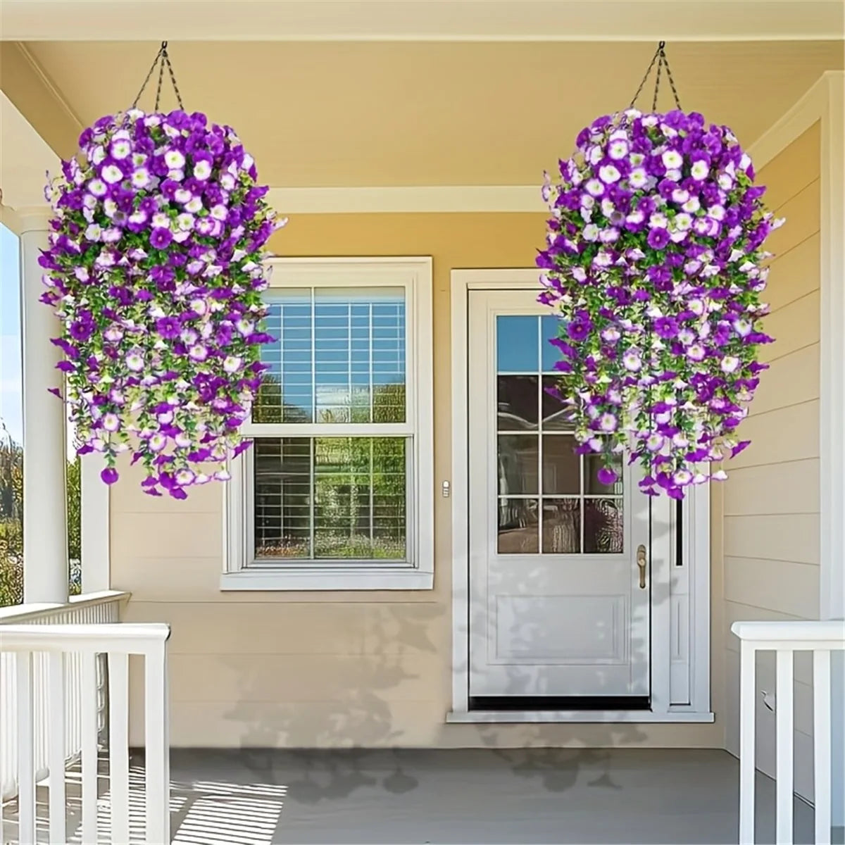 4 Fleurs artificielles suspendues pour extérieur