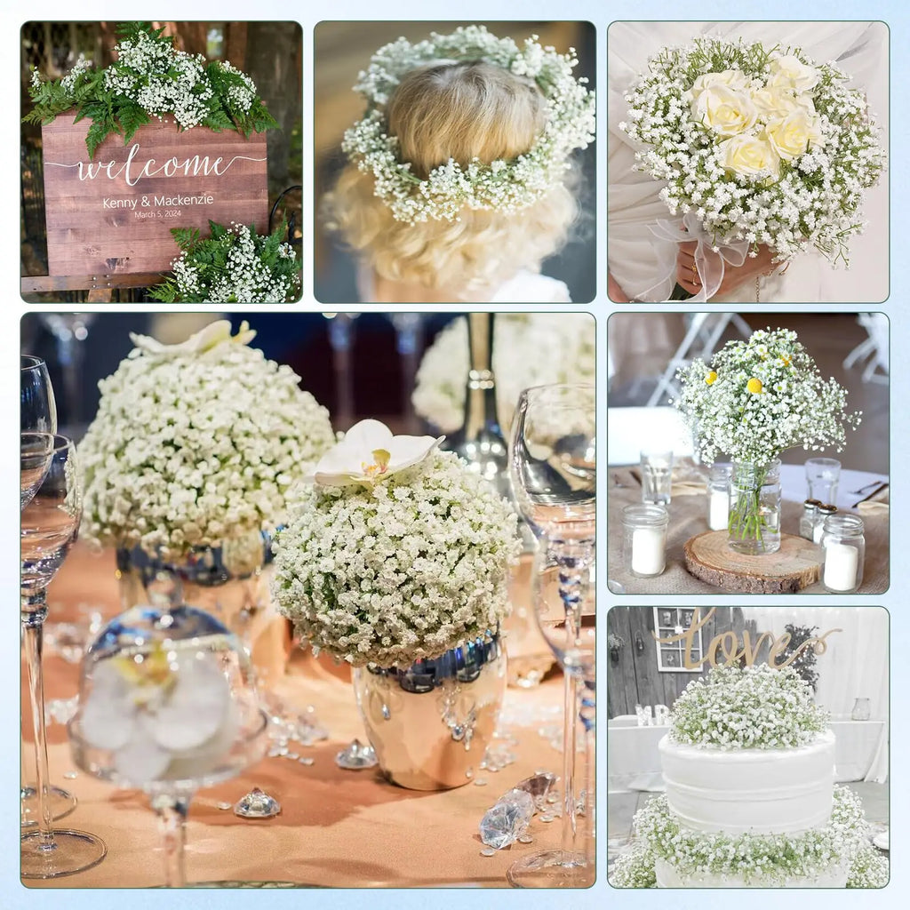 Bouquet de 5 ou 10 fleurs artificielles en gypsophile élégante