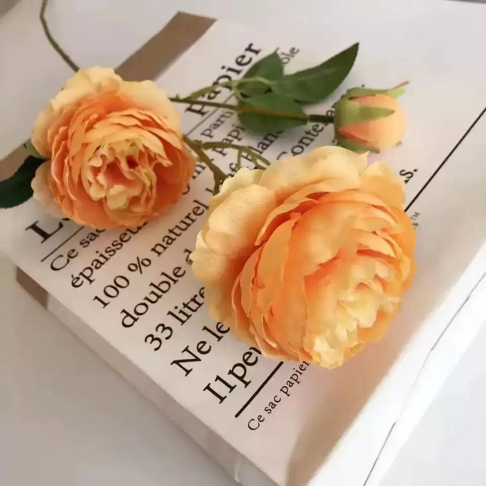 Pivoines roses artificielles en soie