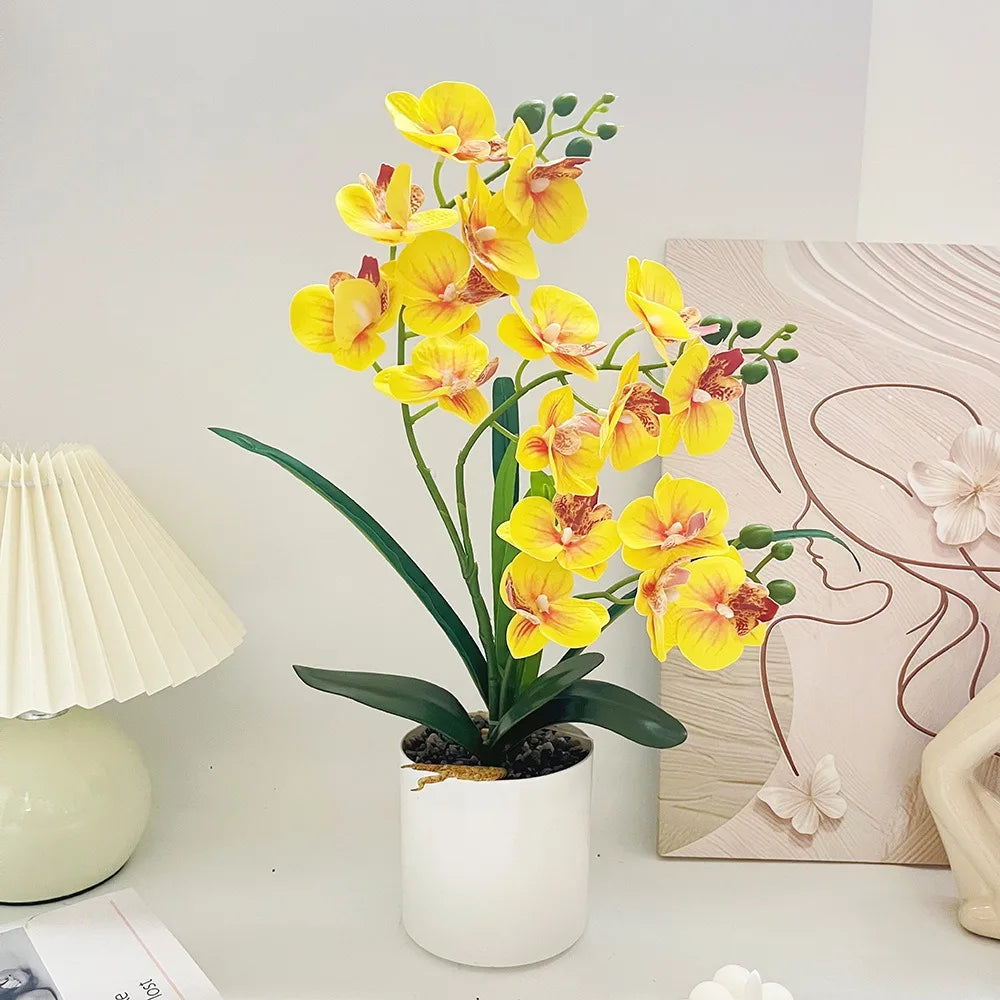 Orchidée papillon artificielle en pot