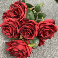 Bouquet de 9 roses artificielles roses