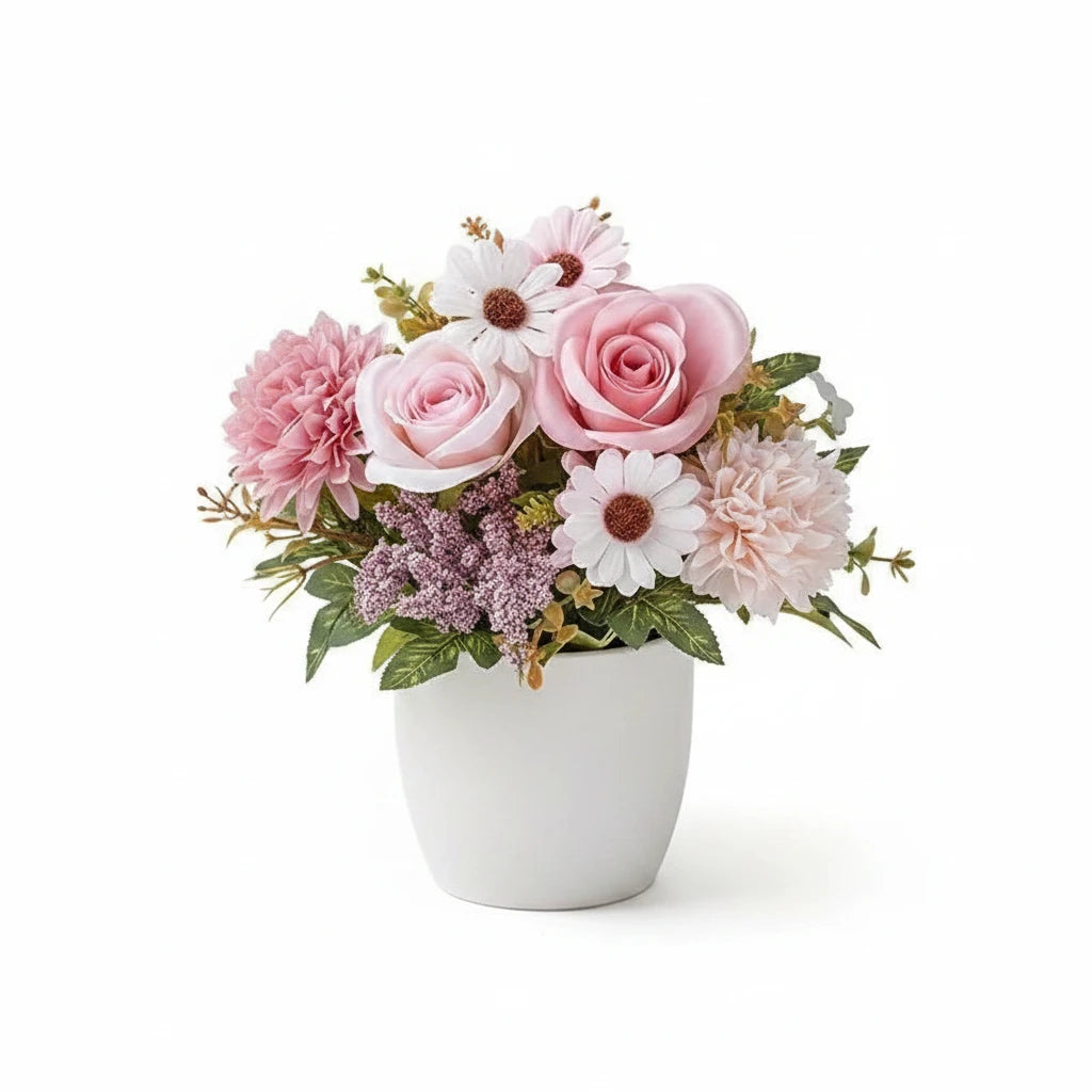 Rose et hortensia artificielle à 7 branches