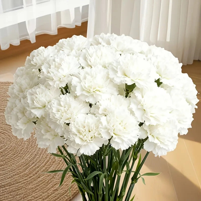 Bouquet de 10 œillets blancs artificiels pour la décoration