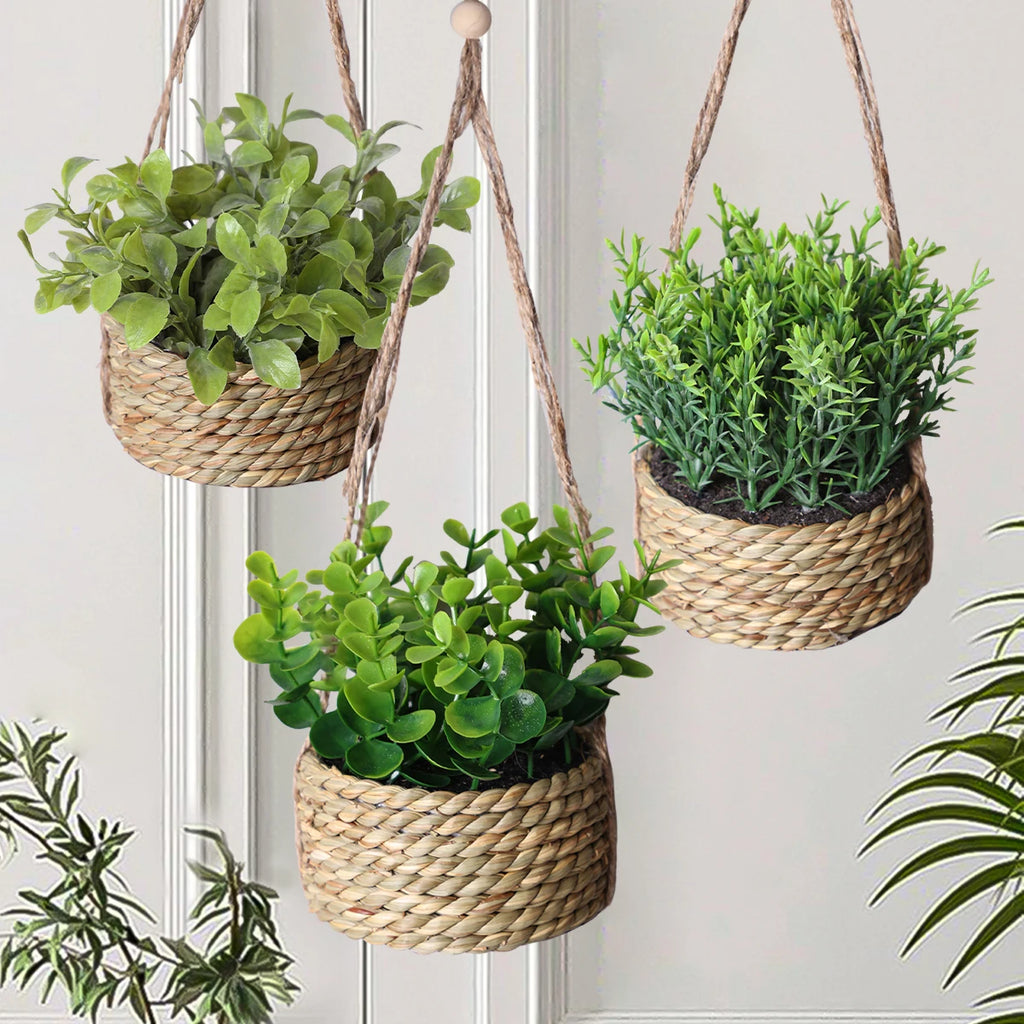 Plantes artificielles vertes Eucalyptus Herbe tressée
