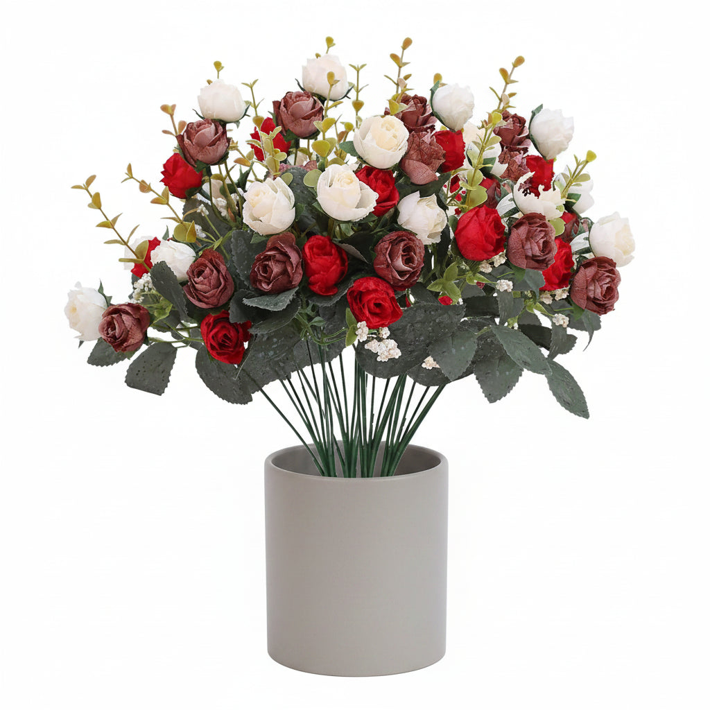 Bouquet de roses artificielles en soie