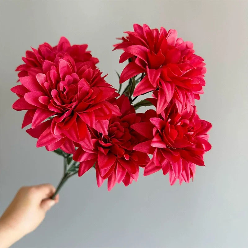 Dahlia artificiel à 7 têtes pour la décoration d'intérieur