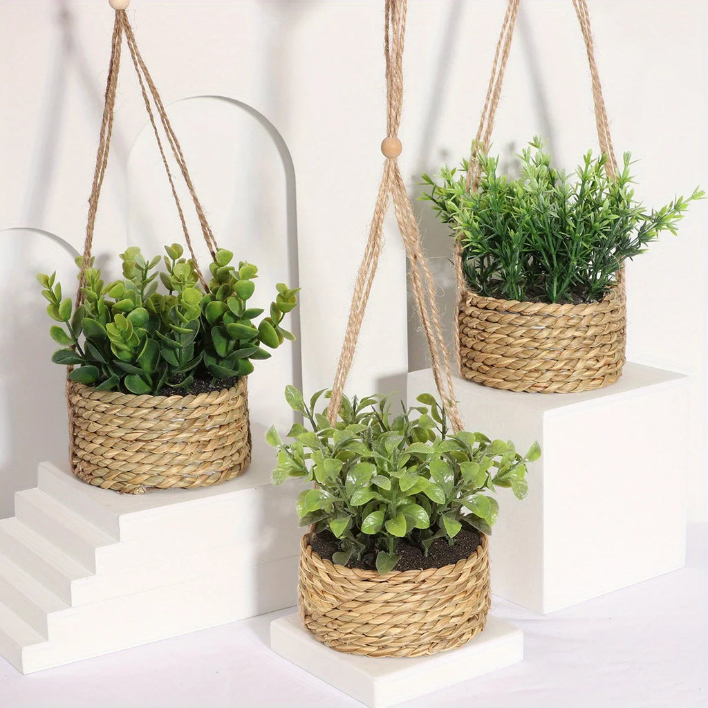 Plantes artificielles vertes Eucalyptus Herbe tressée