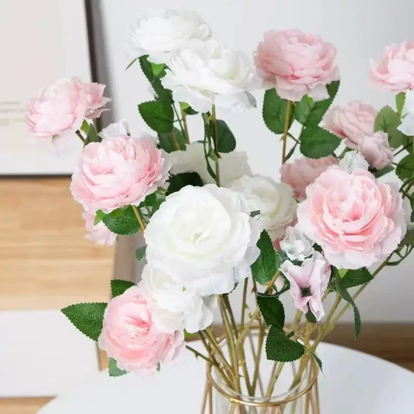 Pivoines roses artificielles en soie
