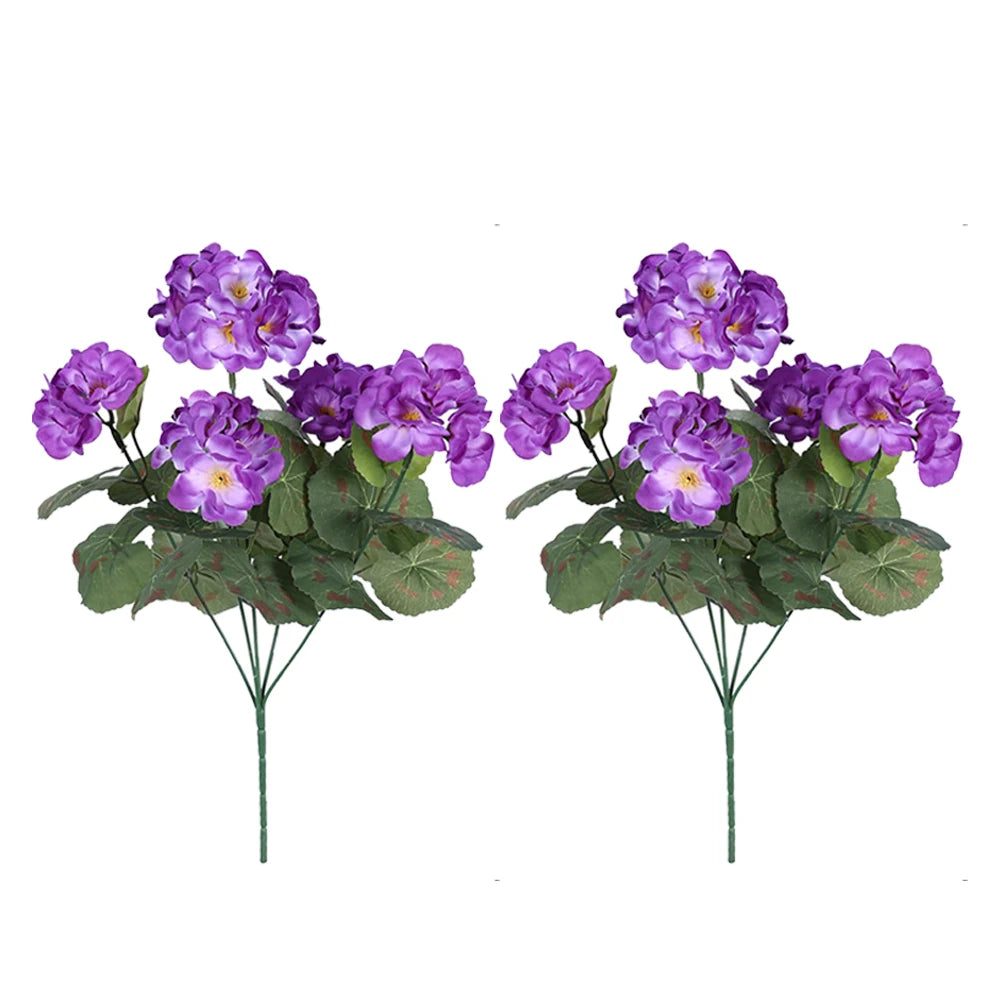 Lot de 2 fleurs artificielles de géranium