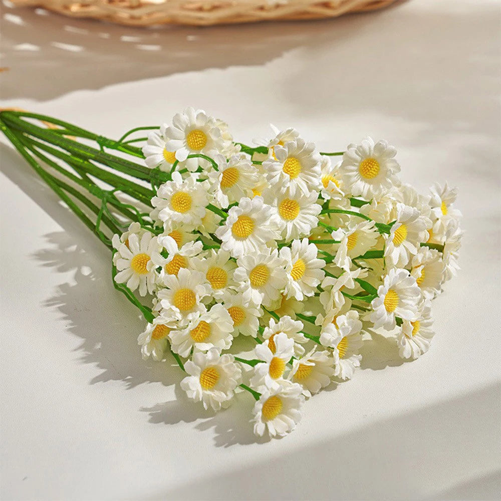 60 marguerites artificielles blanches pour décoration