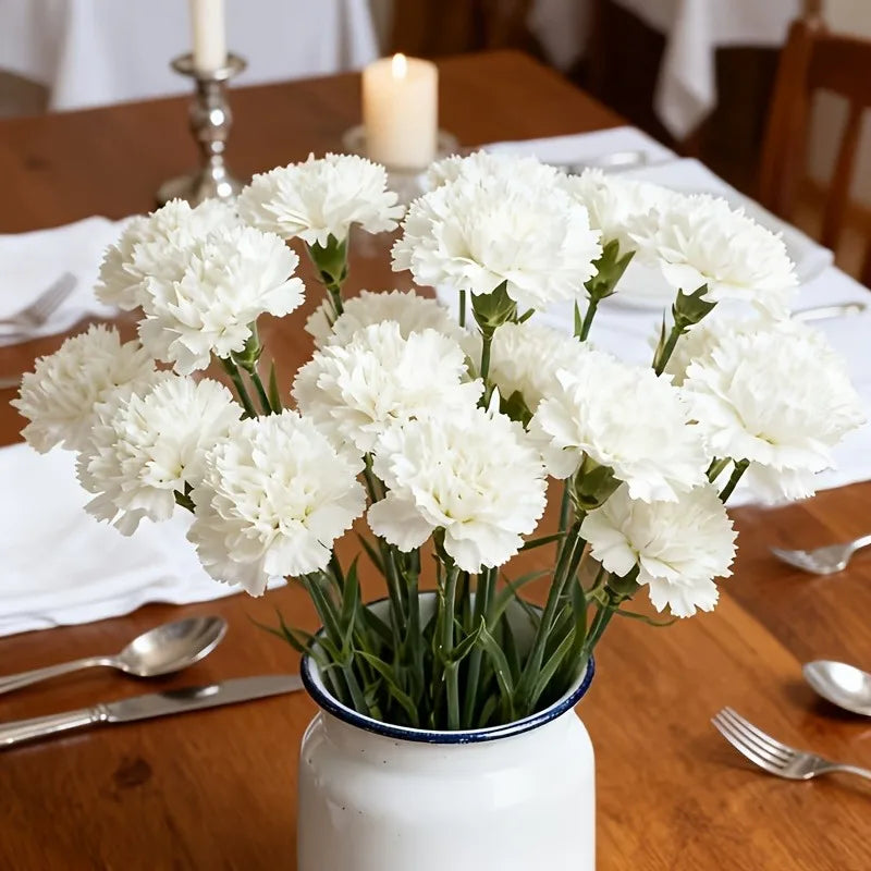 Bouquet de 10 œillets blancs artificiels pour la décoration