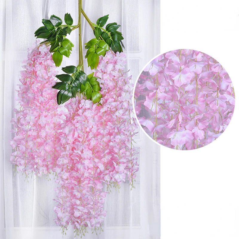Guirlande de 12 fleurs artificielles de glycine à suspendre