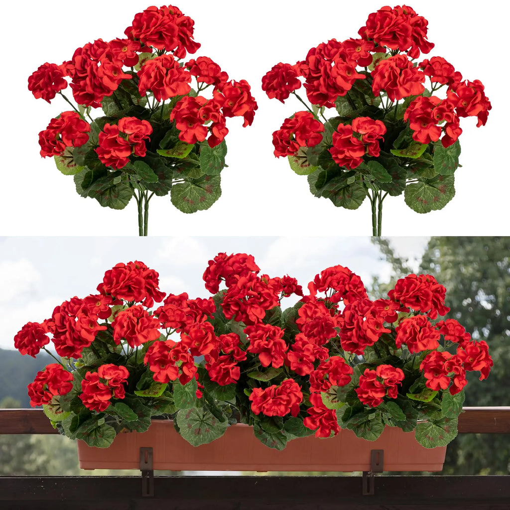 Lot de 2 fleurs artificielles de géranium