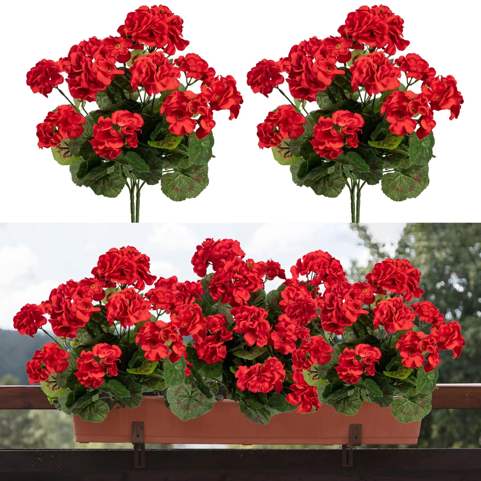 Lot de 2 fleurs artificielles de géranium