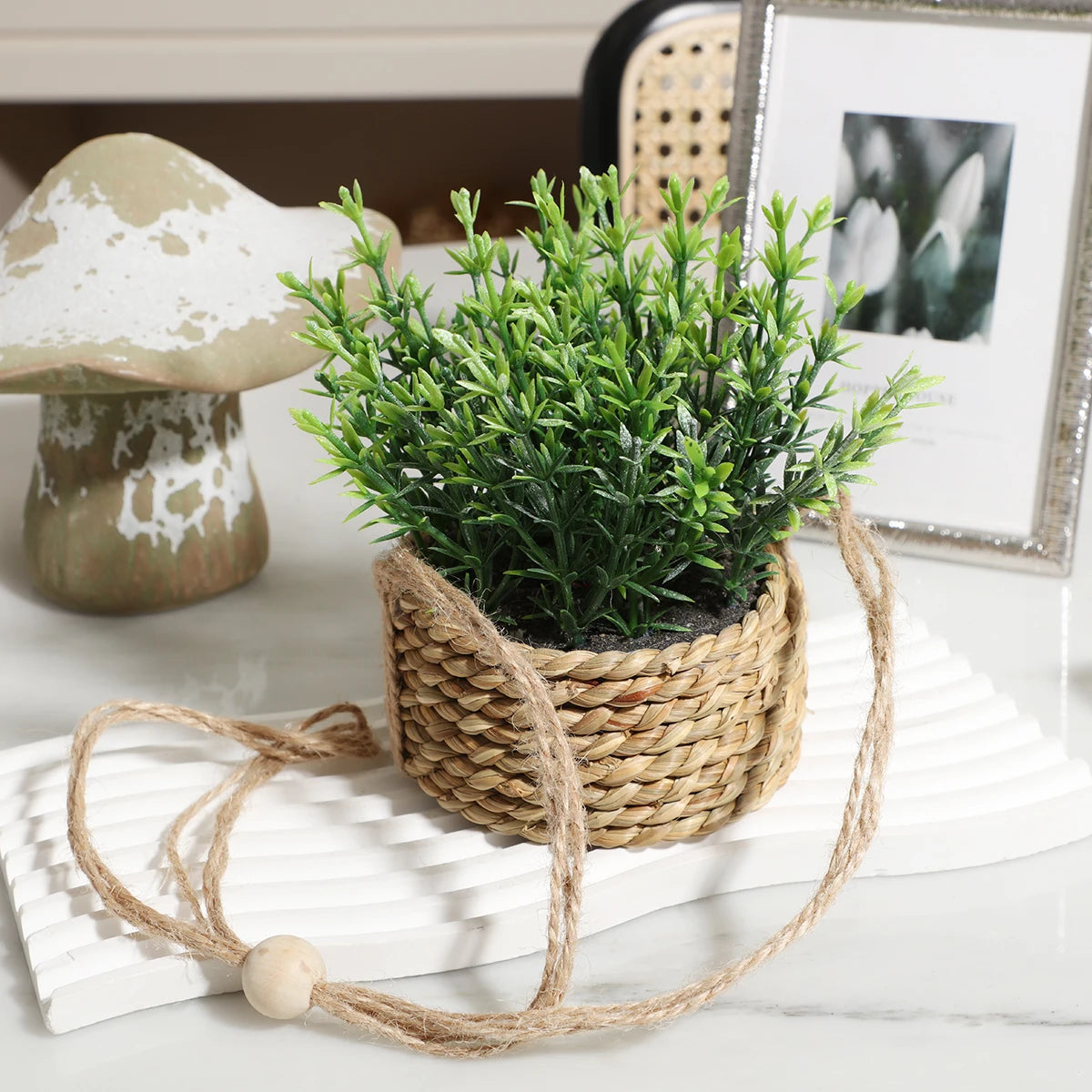 Plantes artificielles vertes Eucalyptus Herbe tressée